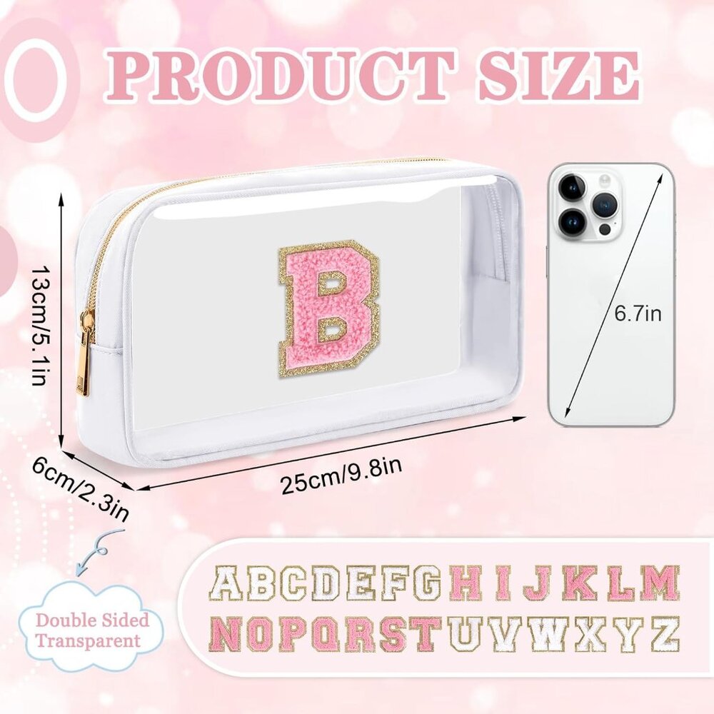Small Clear Personalized Initial Makeup Bag,Nylon… - image 2